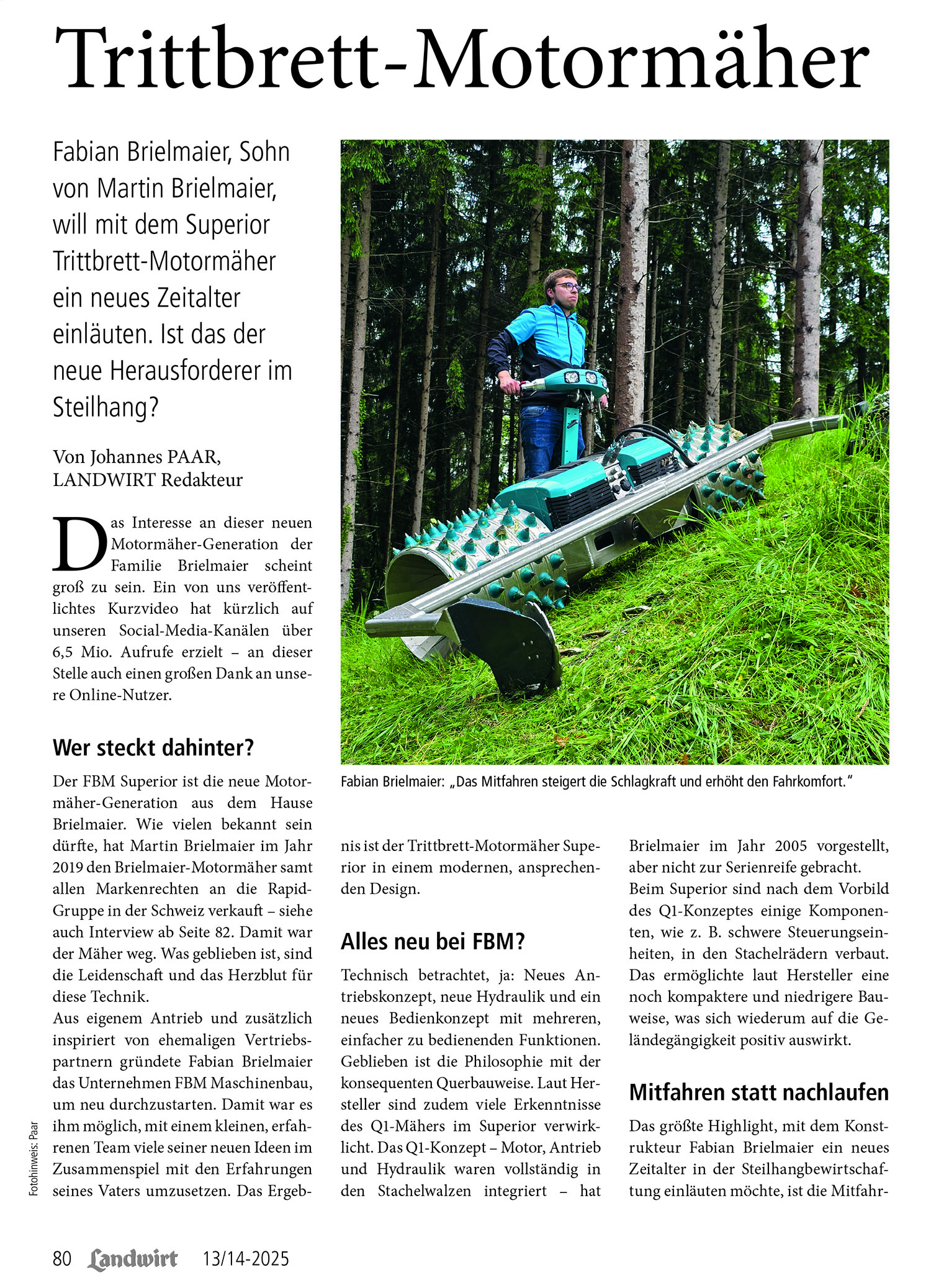 Landwirt Ausgabe 13/14 - Artikel 'FBM Trittbrett-Motormäher'